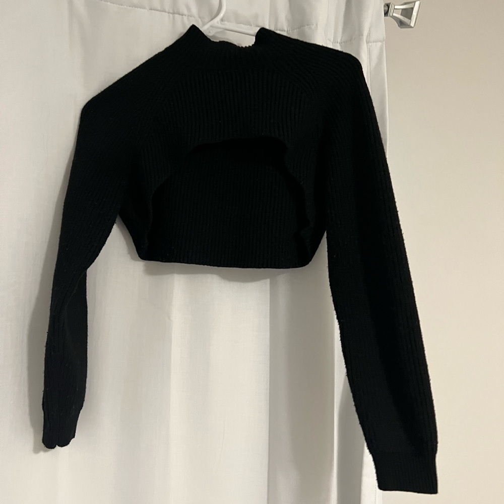 Anthropologie Black Ribbed Shawl Sweater